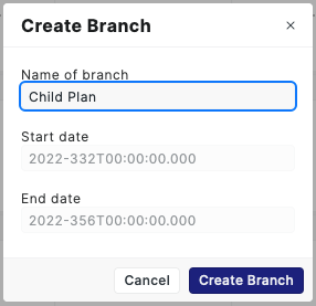 Aerie UI - Create Plan Branch Modal