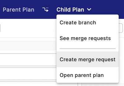 Aerie UI - Create Merge Request Menu