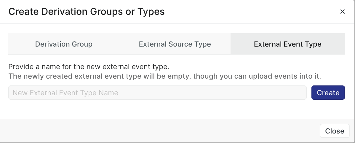 Figure 8: Create an External Event Type