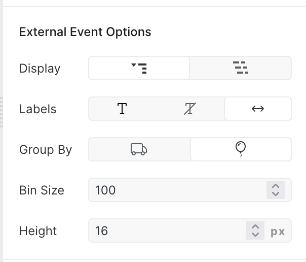 Figure 17: External Event Layer Options