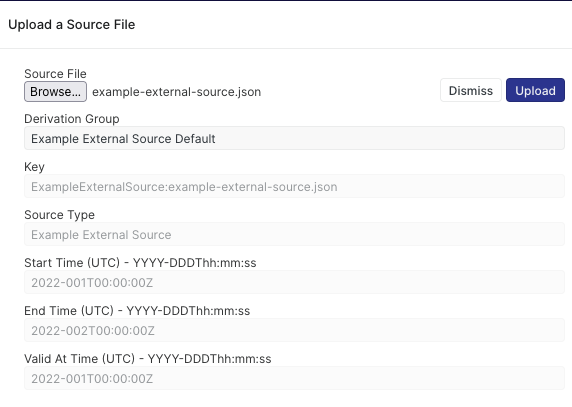 Figure 9: Uploading an External Source