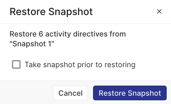 Aerie UI - Restore Snapshot Modal