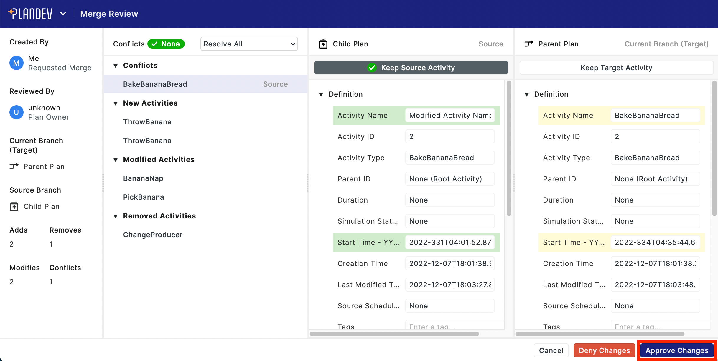 PlanDev UI - Approve Merge