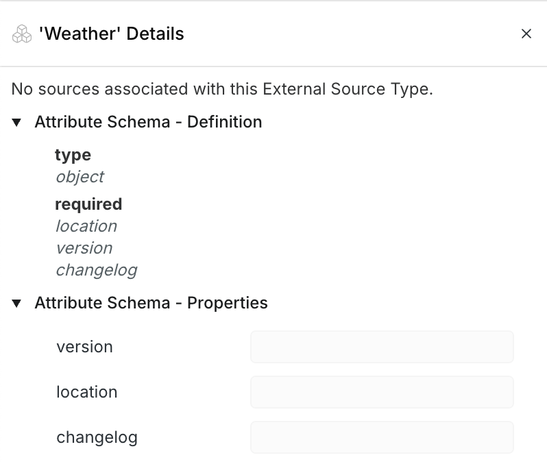 Figure 10: Detail on a given External Source Type