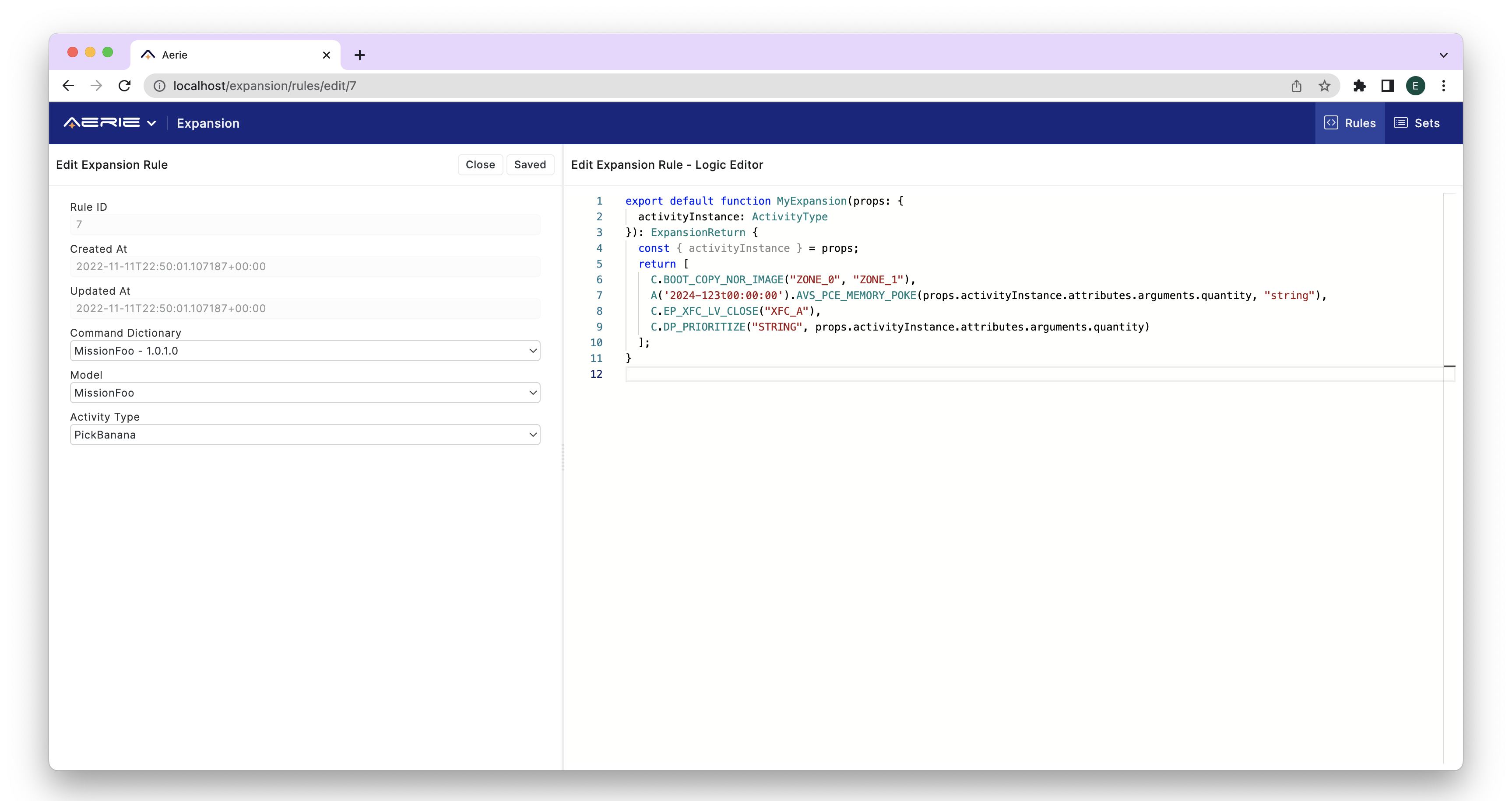 PlanDev UI - Expansion Rules Editor
