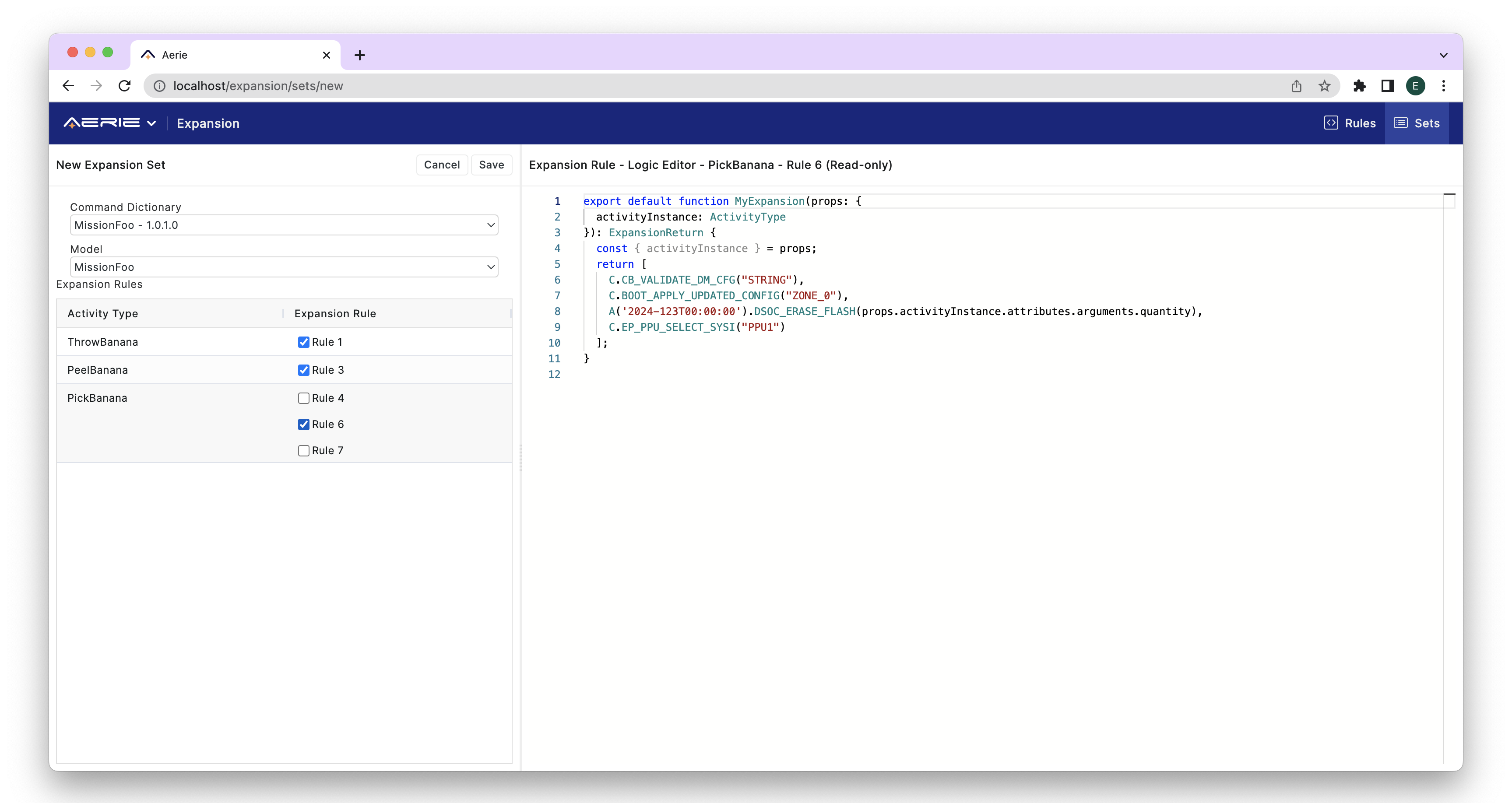 PlanDev UI - Expansion Sets Create Page
